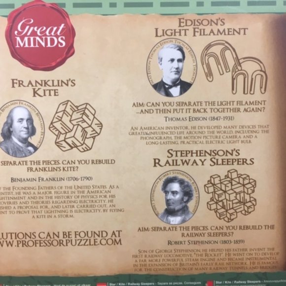 Professor Puzzle Great Minds Set of 5 Puzzle Compendium - Great Brain Games - Picture 6 of 6